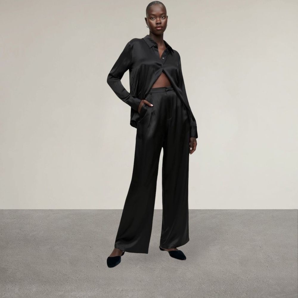 Reformation Willa Silk Black Pants